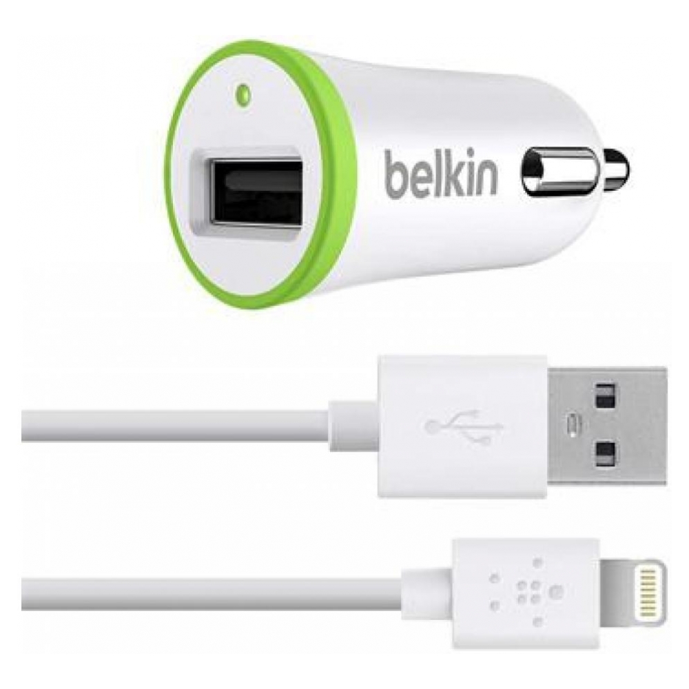 АЗУ Belkin Car Charger с Кабелем Lightning to USB (10 watt/2.4A) White (ARM43140)