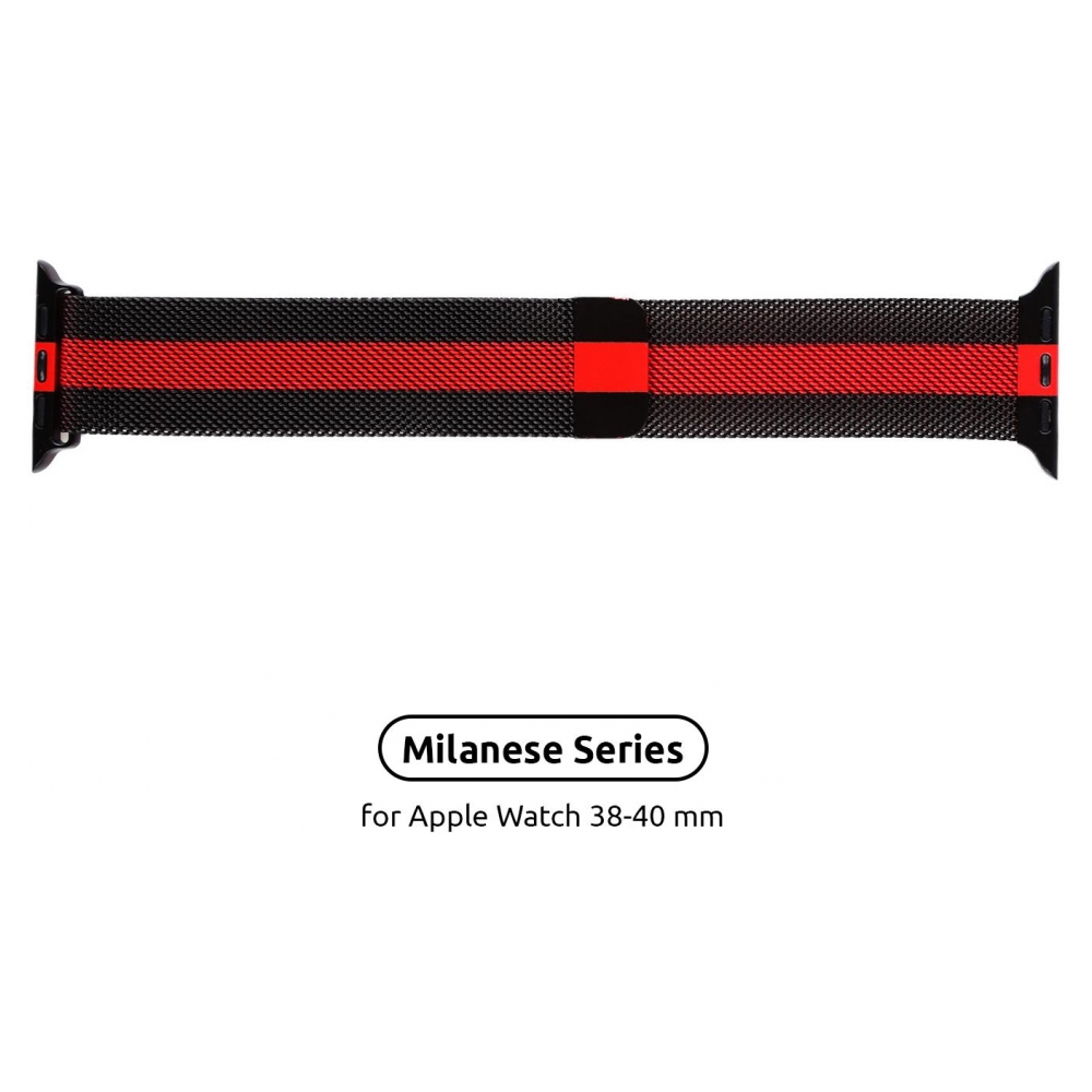 Ремінець Armorstandart Milanese Loop Band для Apple Watch All Series 38/40/41mm Black/Red (ARM54387)